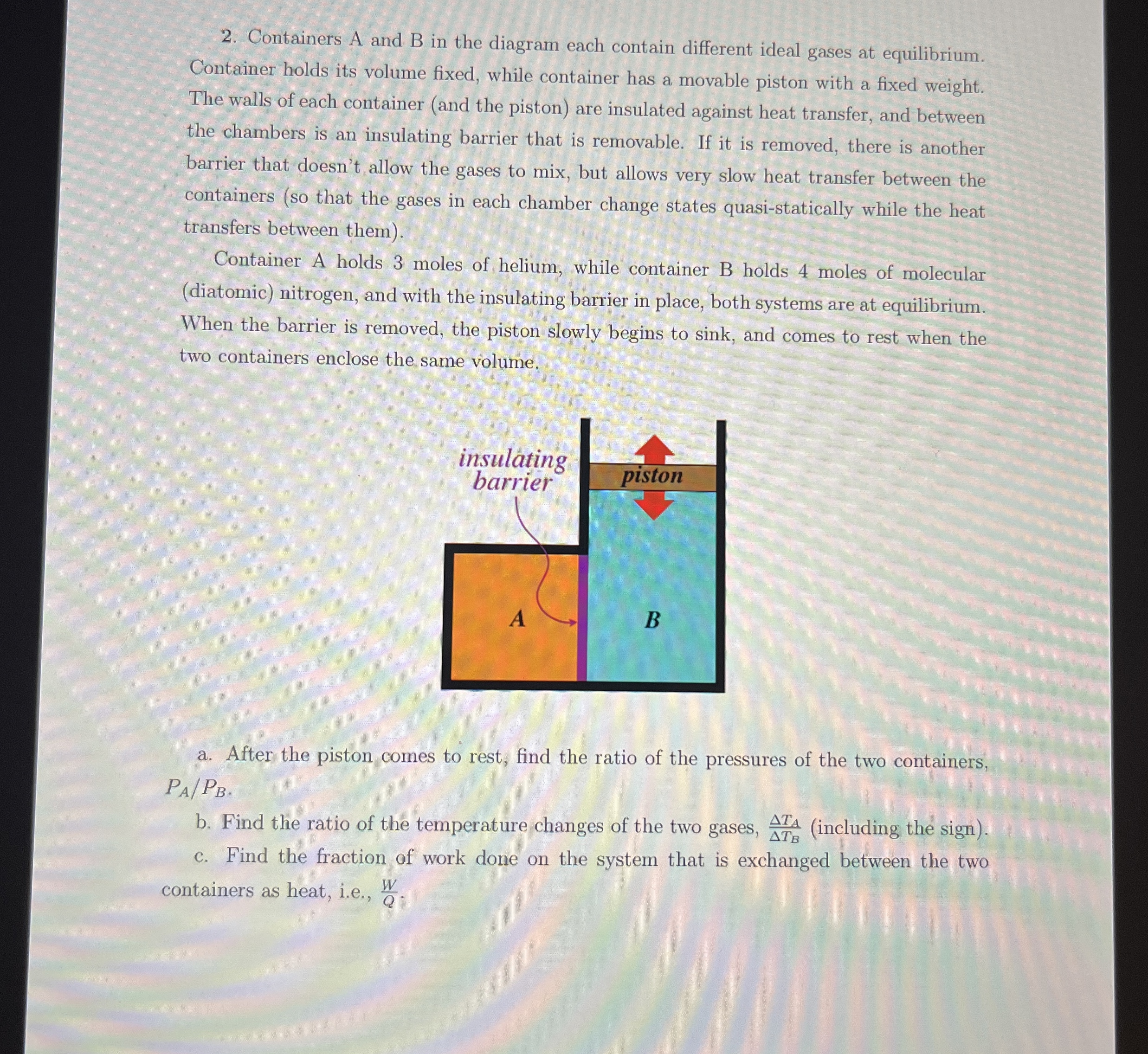 Solved Containers A and B in the diagram each contain | Chegg.com
