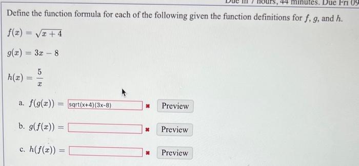 Solved Define the function formula for each of the following | Chegg.com