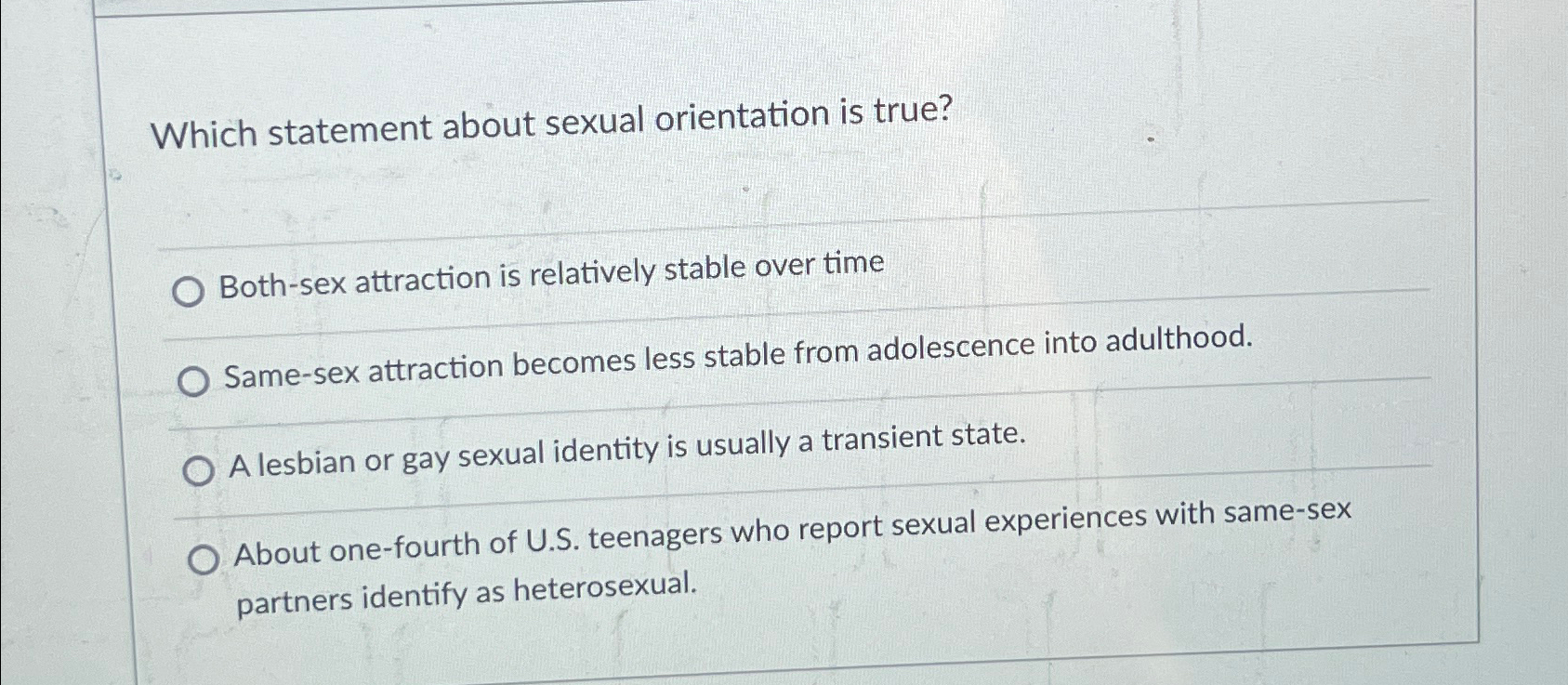 Which statement about sexual orientation is | Chegg.com