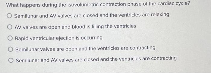 Solved What happens during the isovolumetric contraction | Chegg.com