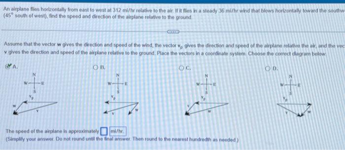 Solved An Airplane Flies Horizontally From East To West At | Chegg.com