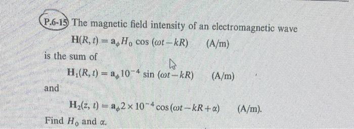 Solved P.6-15) The Magnetic Field Intensity Of An | Chegg.com