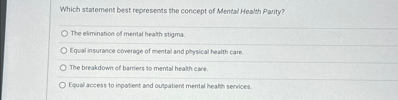 Solved Which statement best represents the concept of Mental | Chegg.com