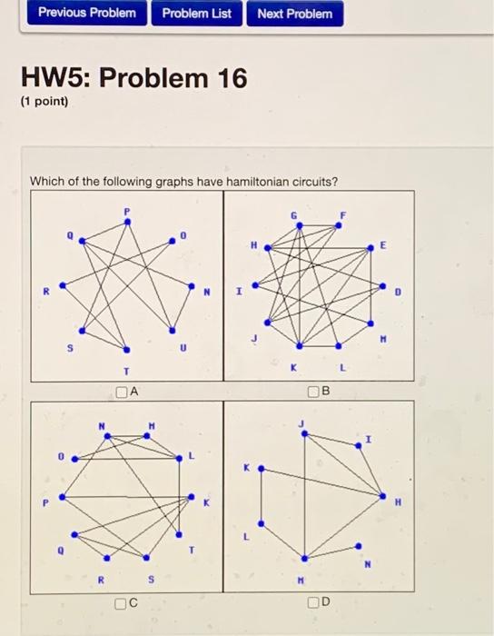 HW5: Problem 16 (1 point) Which of the following | Chegg.com