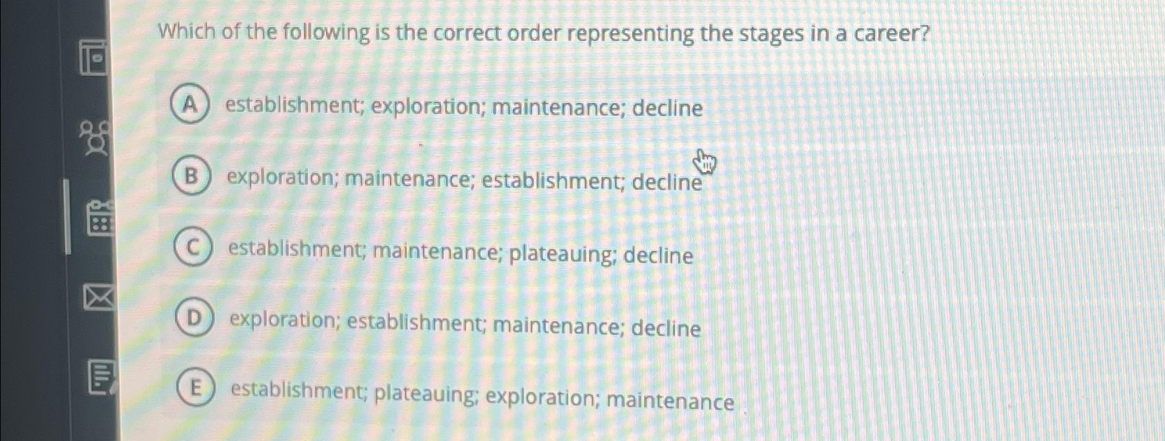 Solved Which Of The Following Is The Correct Order | Chegg.com