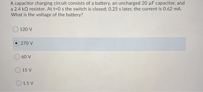 Solved A capacitor charging circuit consists of a battery, | Chegg.com