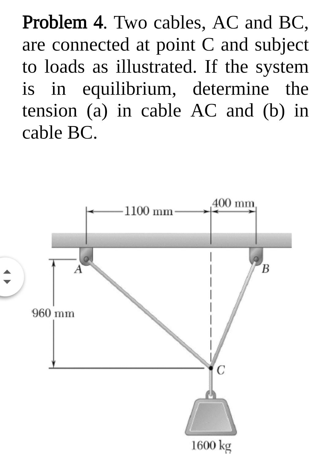 Solved Problem 4. Two cables, AC and BC, are connected at | Chegg.com