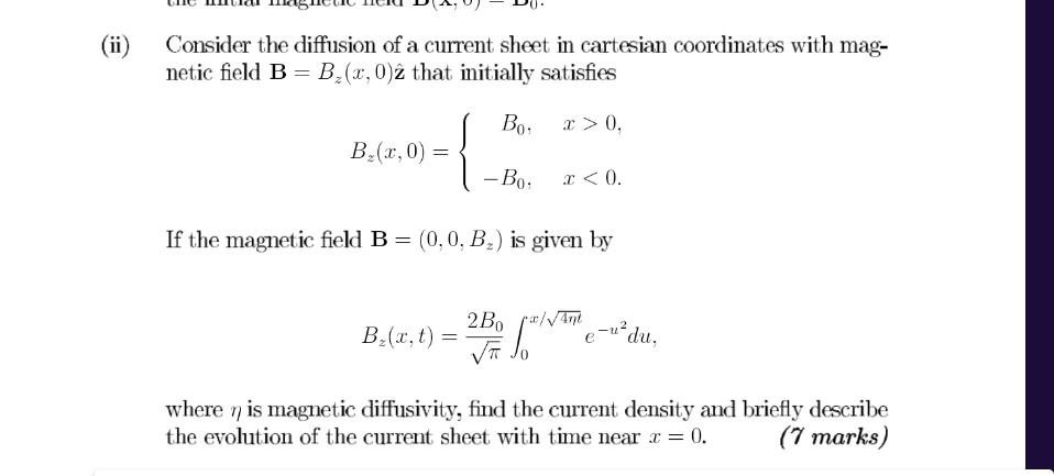 Solved Consider the diffusion of current sheet in Chegg.com
