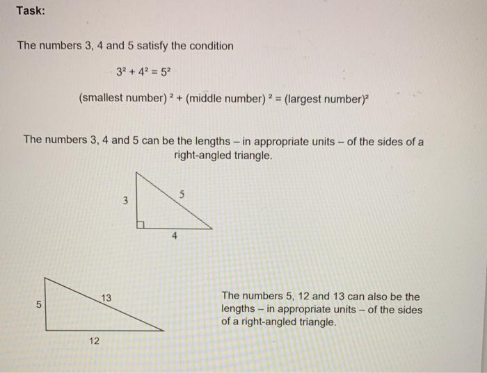 Solved Task The Numbers 3 4 And 5 Satisfy The Condition 32 Chegg Com