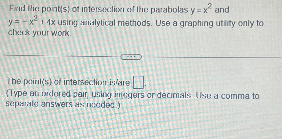 how to find point of intersection of 2 parabolas