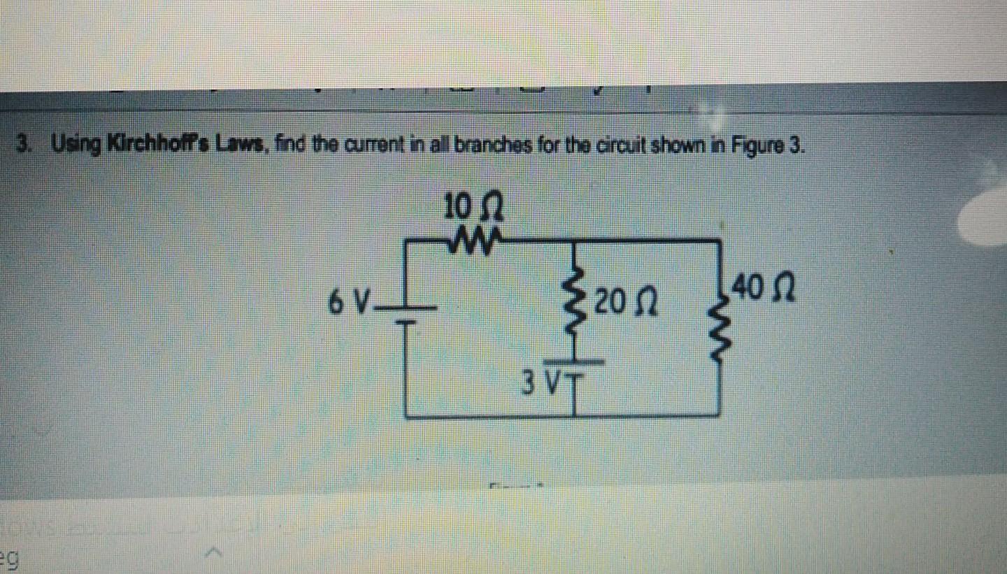 Solved 3. Using Kirchhoffs Law, find the current in all | Chegg.com