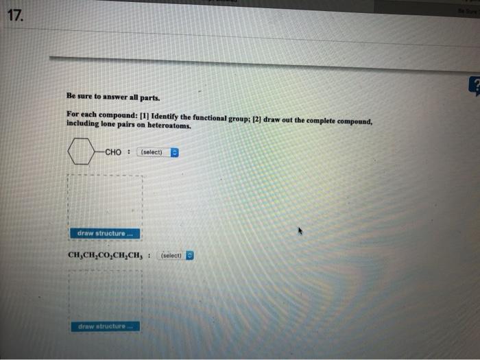 Solved 17. Be sure to answer all parts. For each compound: | Chegg.com