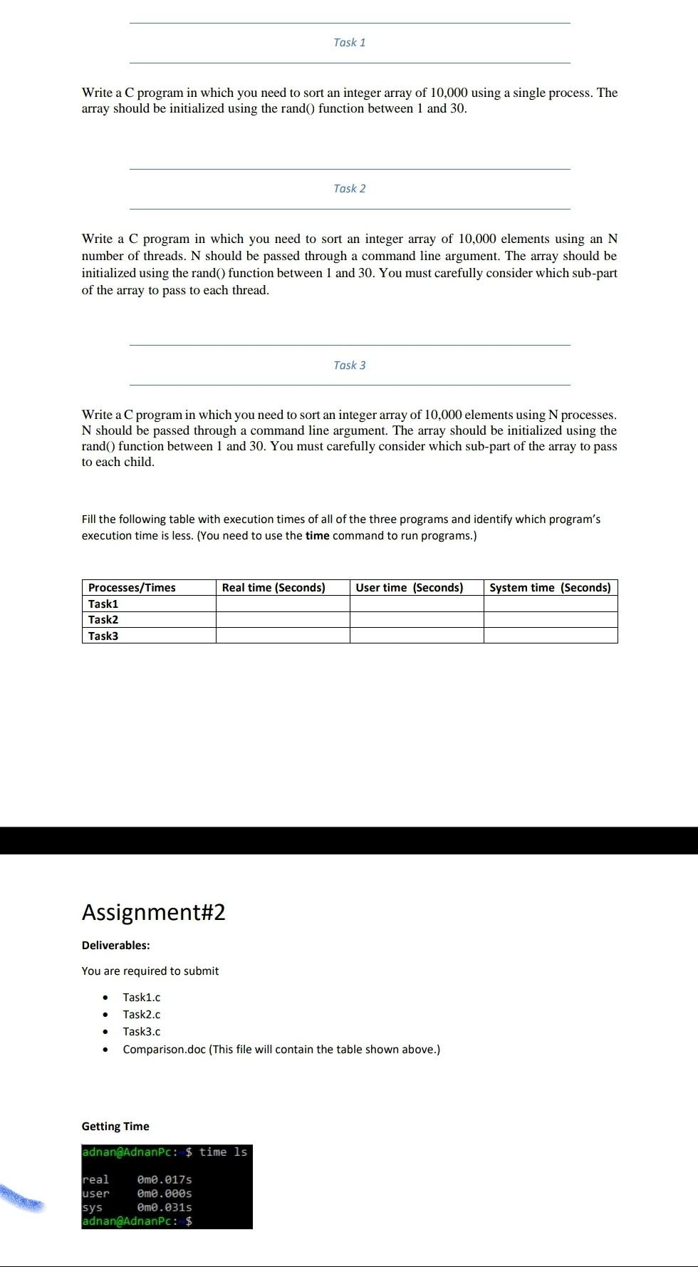 Solved Task 1 Write a C program in which you need to sort an | Chegg.com
