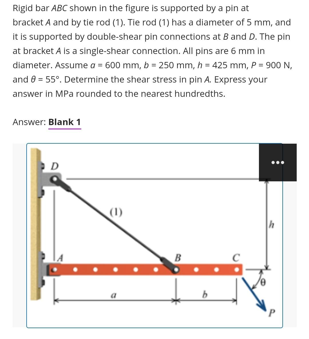 Solved Rigid Bar ABC Shown In The Figure Is Supported By A | Chegg.com