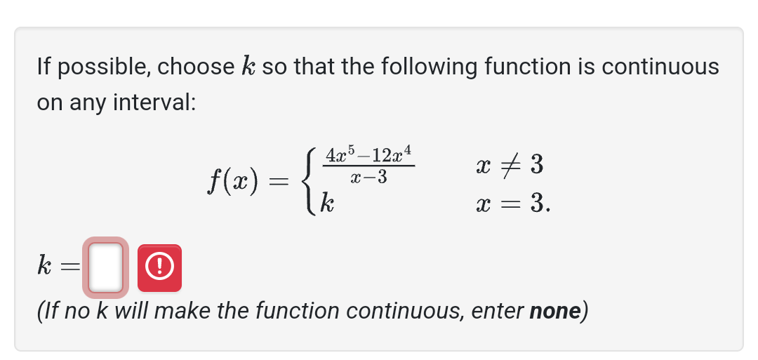 Choose K Solved If possible, choose k so that the following function | Chegg.com