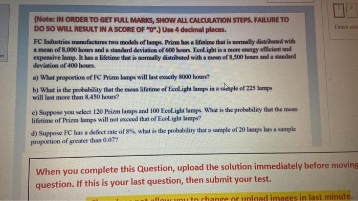 Solved Finish atte on (Note: IN ORDER TO GET FULL MARKS, | Chegg.com