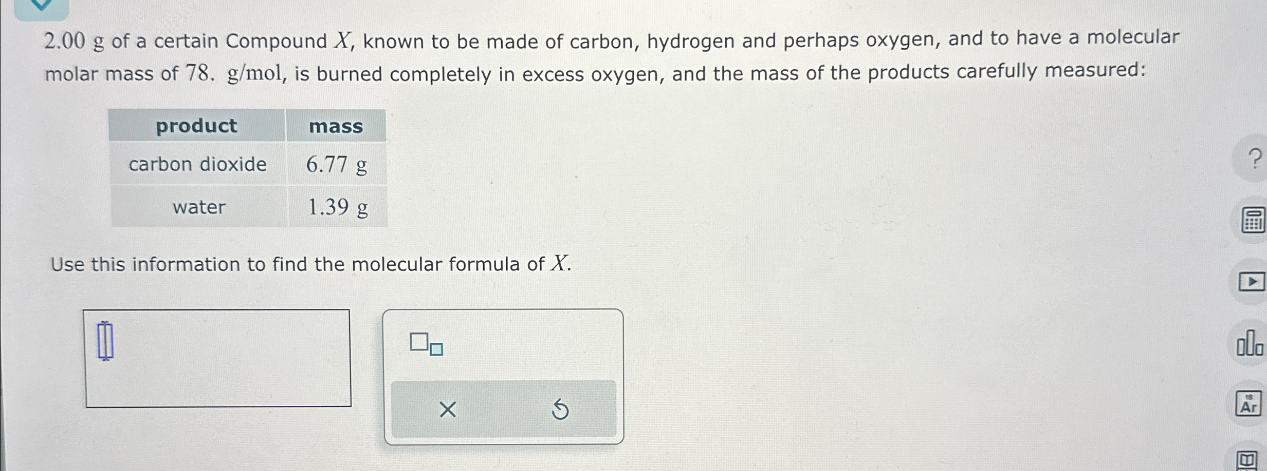 Solved G Of A Certain Compound X Known To Be Made Of Chegg Com