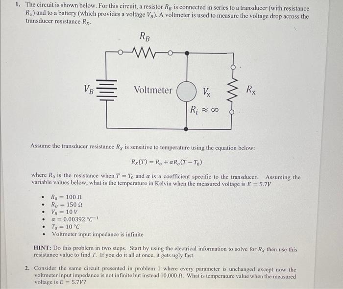 Solved 1. The Circuit Is Shown Below. For This Circuit, A | Chegg.com