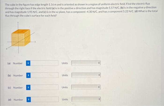 Solved The Cube In The Figure Has Edge Length 1.16 M And Is | Chegg.com