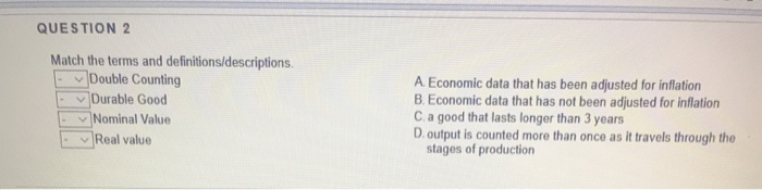 Solved QUESTION 2 Match the terms and | Chegg.com
