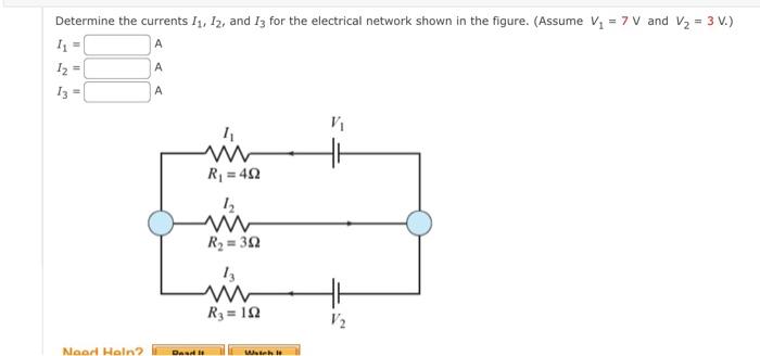Solved Determine the currents I1,I2, and I3 for the | Chegg.com
