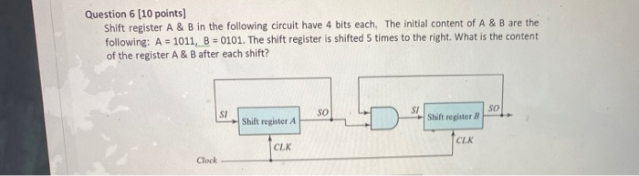 Solved Question 6 [10 points) Shift register A & B in the | Chegg.com
