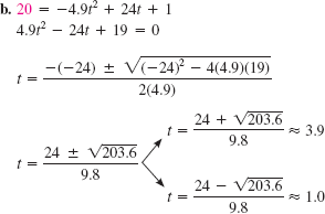 Solved: Use the model s = − gt2 + v0 t + s0. (See Example 5)In ...