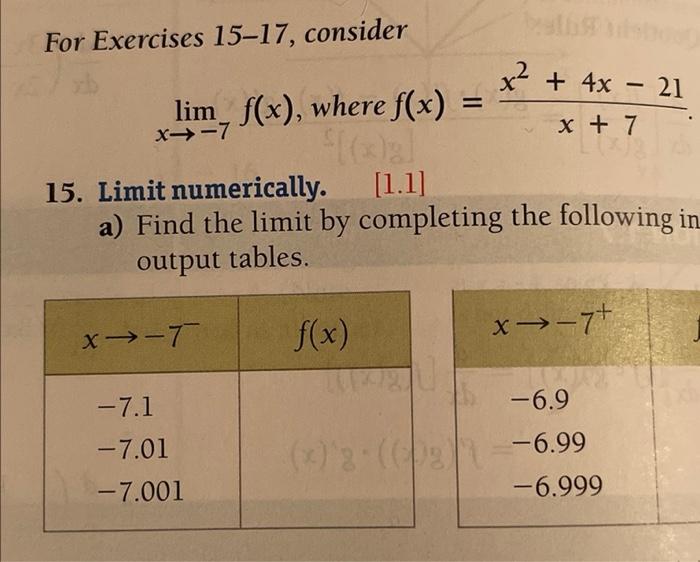Solved [1.1] 15. Limit numerically. a) Find the limit by | Chegg.com