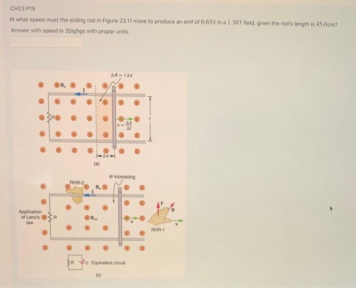 Solved CH23 P19 At what speed must the sliding rod in Figure | Chegg.com