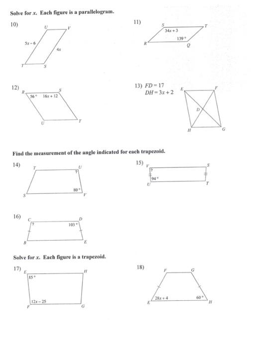 Solved Solve for x. Each figure is a parallelogram. 10) 11)