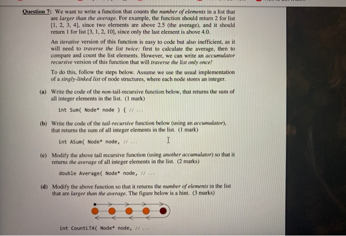 Solved Question 7: We want to write a function that counts | Chegg.com