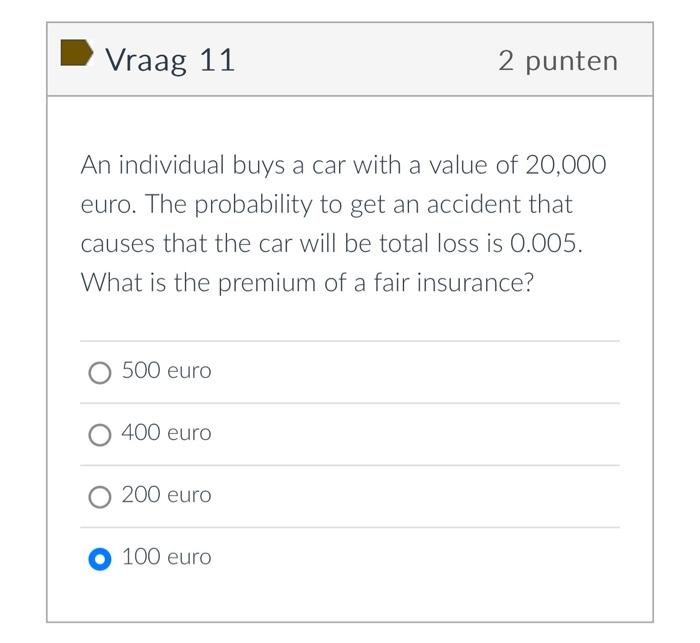 Solved An individual buys a car with a value of 20,000 euro. | Chegg.com