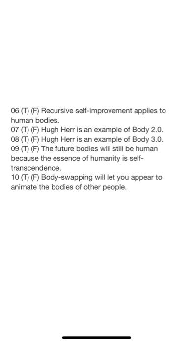 Solved 06 (1) (F) Recursive self-improvement applies to