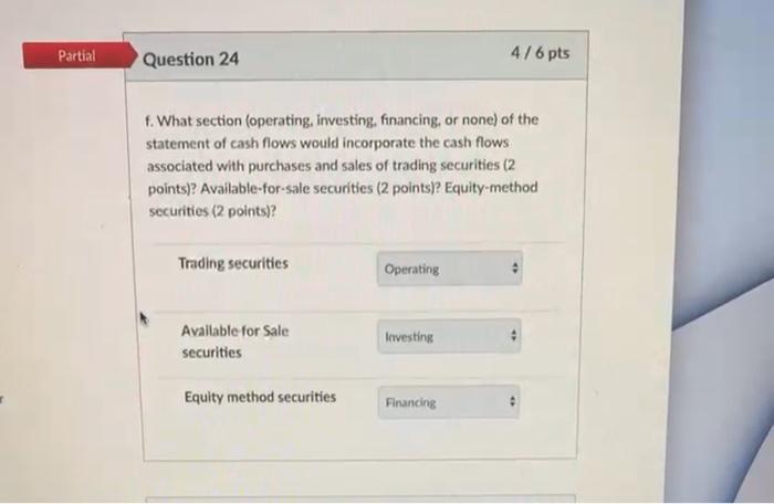 Solved Partial Question 24 4/6 pts f. What section | Chegg.com