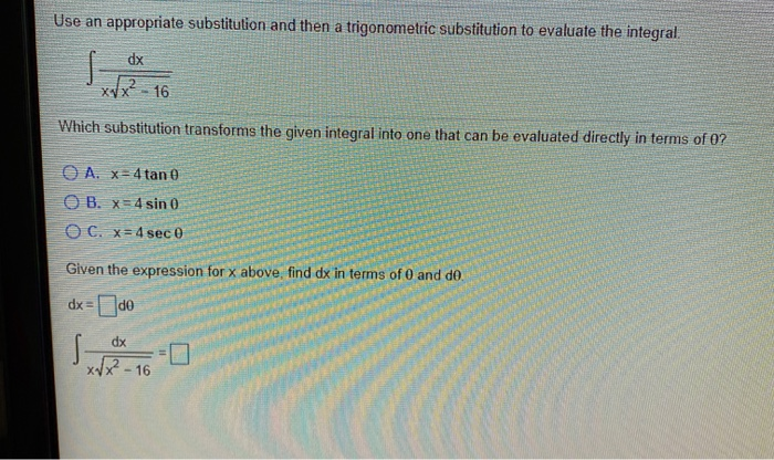 Solved Use an appropriate substitution and then a | Chegg.com | Chegg.com