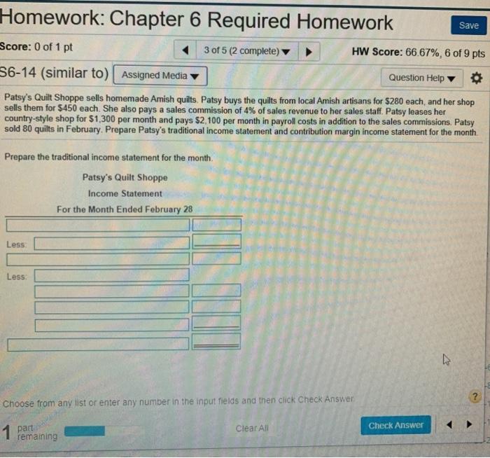 Solved Homework: Chapter 6 Required Homework Save Score: 0 | Chegg.com