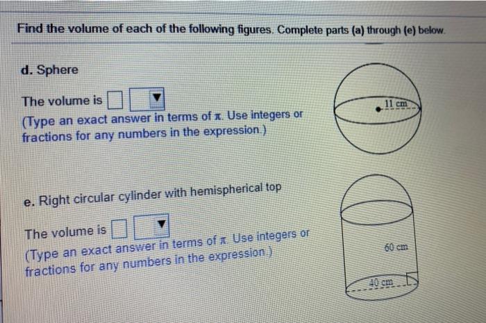 Solved Find the volume of each of the following figures. | Chegg.com