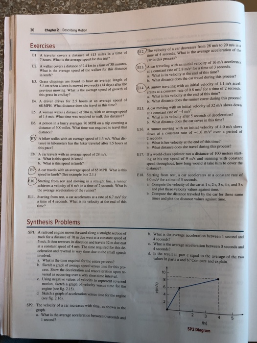 Solved 36 Chapter 2 Describing Motion Exercises EL. A | Chegg.com