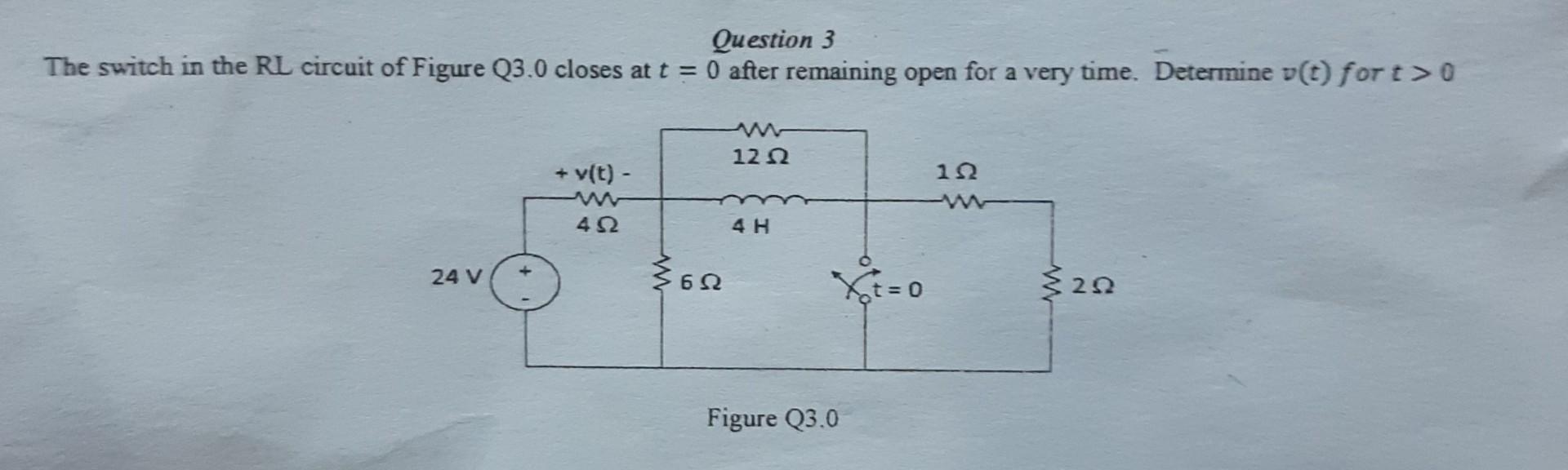 Solved Question 3 The switch in the RL circuit of Figure | Chegg.com