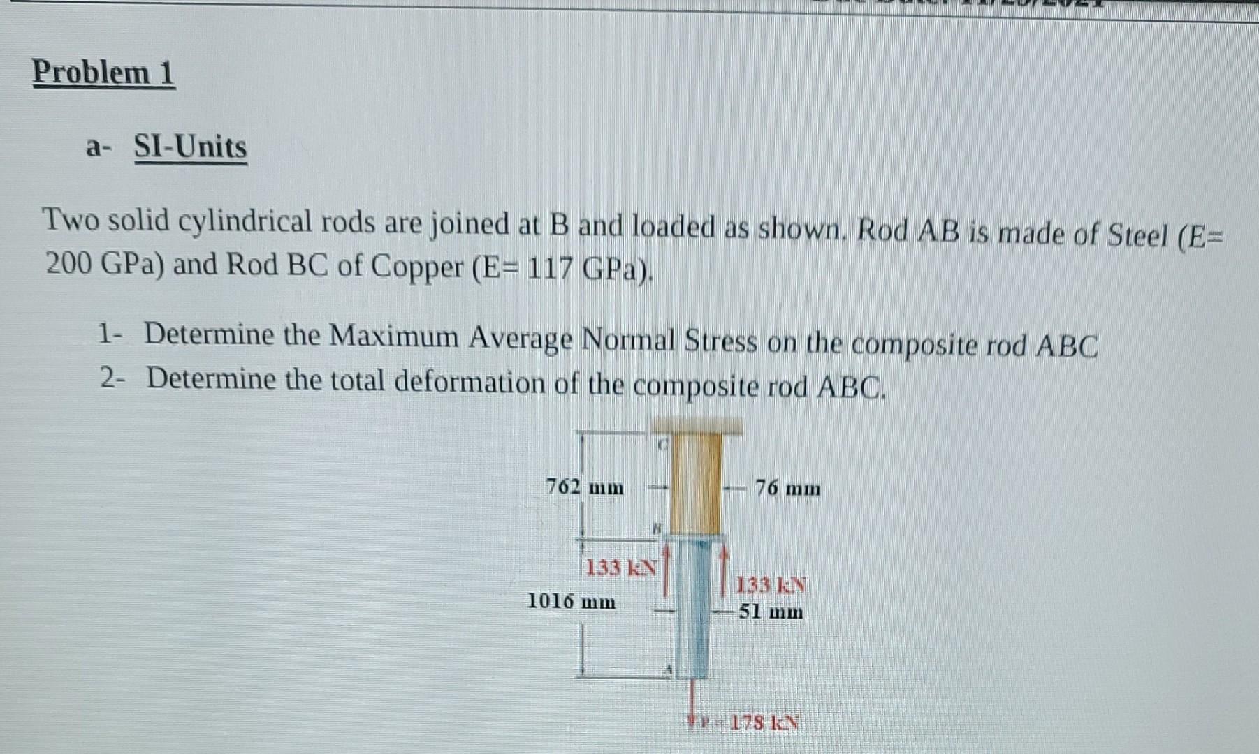 Solved Problem 1 a- SI-Units Two solid cylindrical rods are | Chegg.com