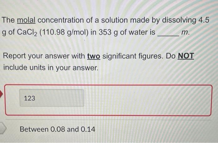 Solved The molal concentration of a solution made by | Chegg.com