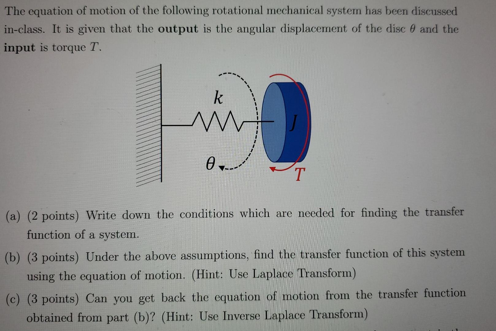 Engineering Rotation Equasion Solved The equation of motion of the following rotational | Chegg.com