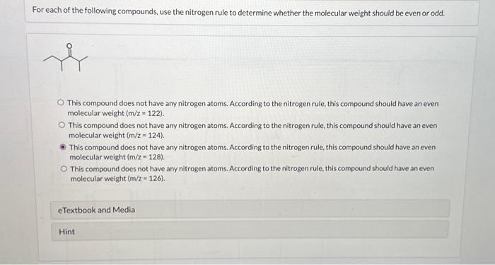 Solved For each of the following compounds, use the nitrogen | Chegg.com