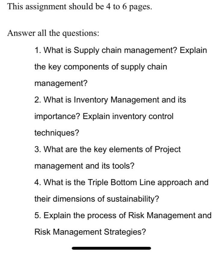 supply chain management assignment questions and answers