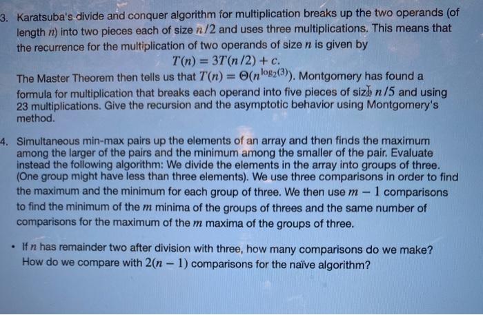 Solved 3. Karatsuba's Divide And Conquer Algorithm For | Chegg.com