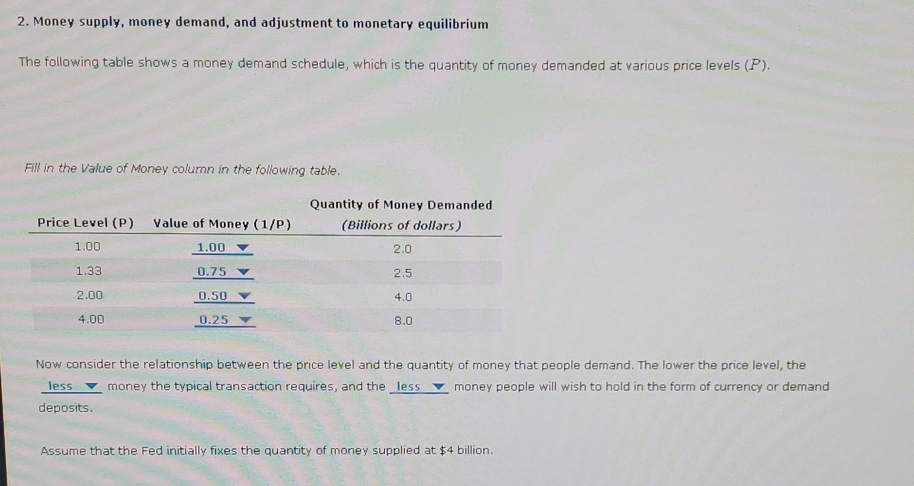 Solved 2. Money Supply, Money Demand, And Adjustment To | Chegg.com