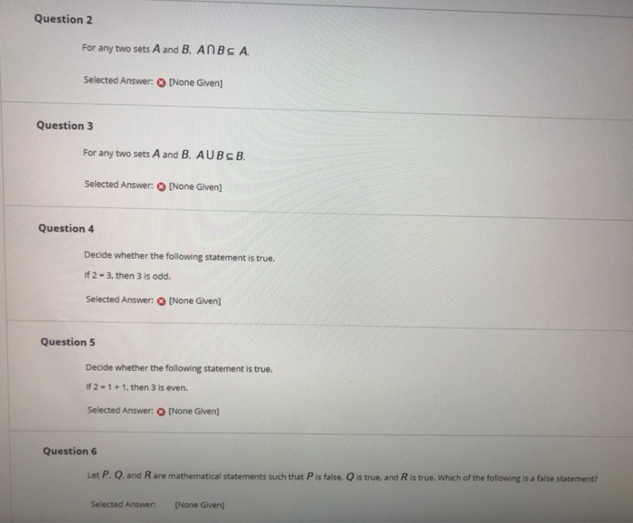 Solved Question 2 For any two sets A and B. ANBC A. Selected | Chegg.com