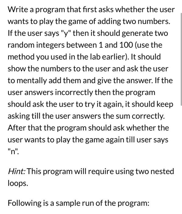 Solved Write a program that first asks whether the user | Chegg.com