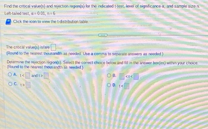 Solved Find the critical value(s) and rejection region(s) | Chegg.com