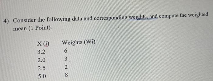 Solved 4 Consider The Following Data And Corresponding 7121